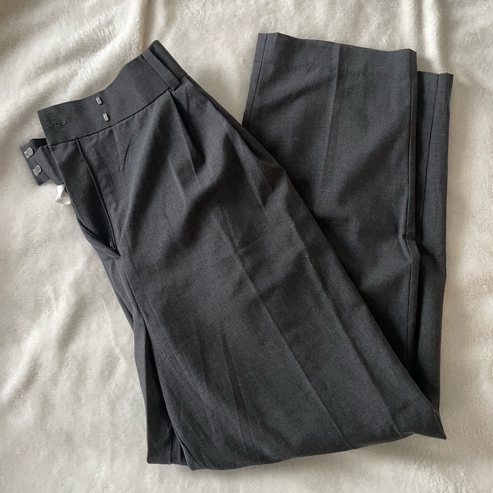 H&M dark gray high rise ankle slacks, elastic waist, size 8